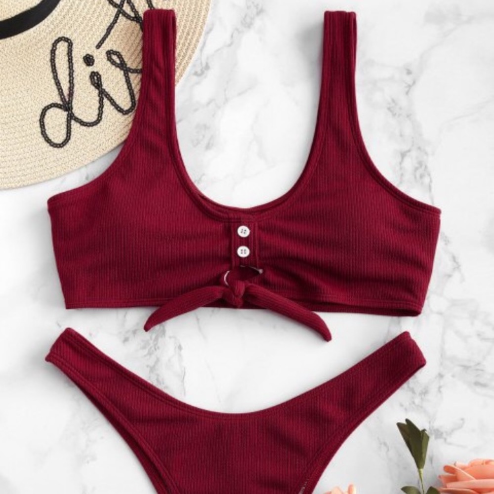 Zara Red Bikini Bathing Suit Set Swimsuit